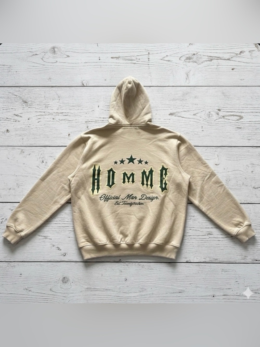 boohooMAN “HOMME Official Man” Beige Graphic Zip Hoodie Men’s Small - Picture 2 of 5